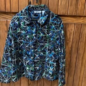 Women XL New Direction Jacket 
Multicolor green and blue and white with black